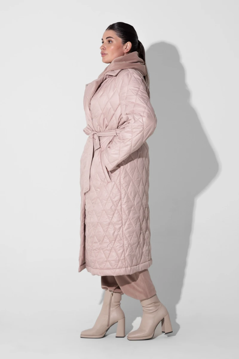 Latte quilted coating jacket plus size
