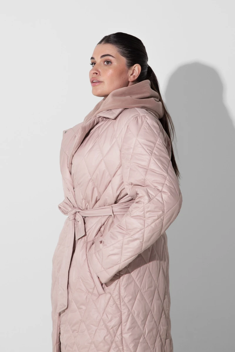 Latte quilted coating jacket plus size