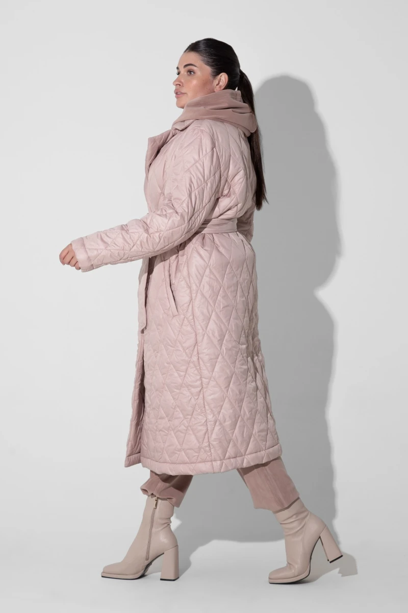 Latte quilted coating jacket plus size
