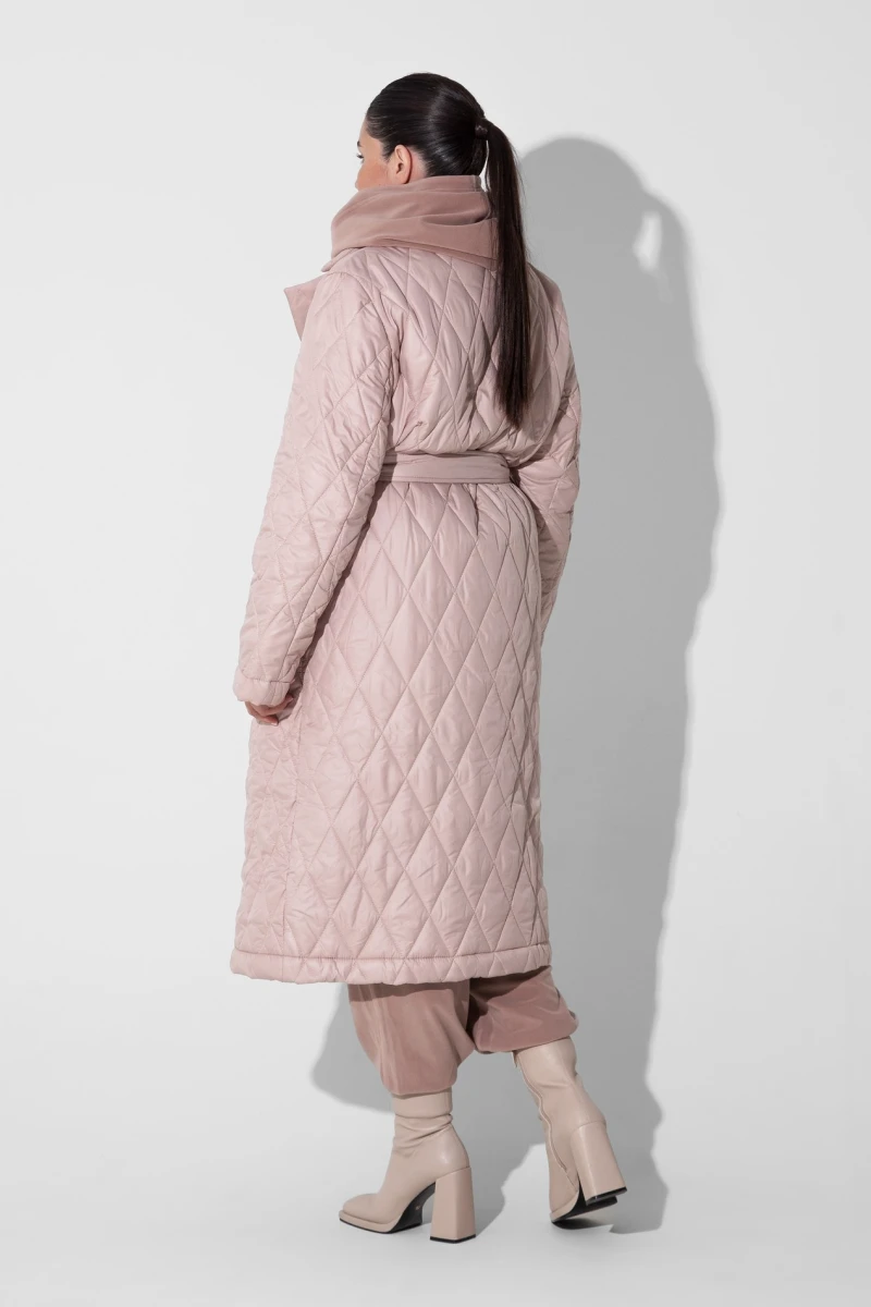 Latte quilted coating jacket plus size
