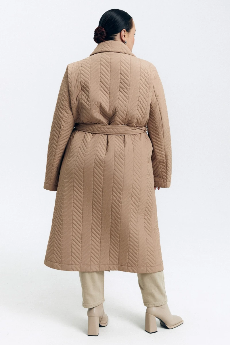 Midi quilted coat jacket beige plus size