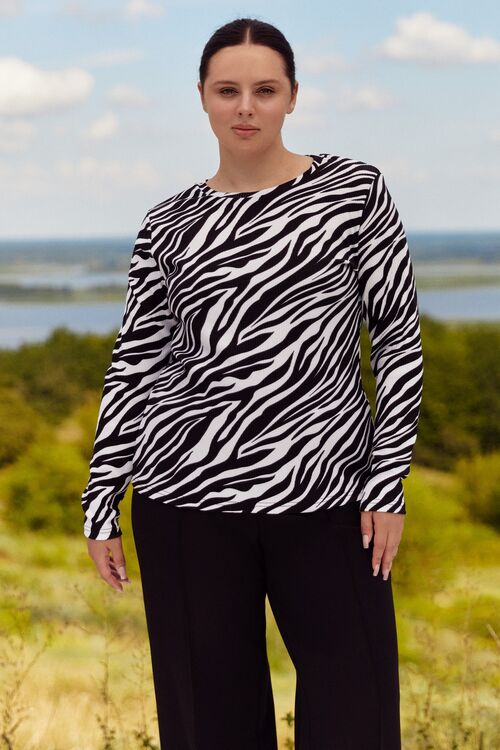 Longsleeve knit ribbing black and white pattern plus size