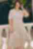 Платье с юбкой трапеция миди софт мелкоцвет на молочном большой размер