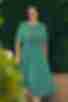 Сукня з спідницею трапеція міді софт дрібноцвіт на зеленому великий розмір