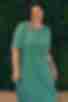 Платье с юбкой трапеция миди софт мелкоцвет на зеленом большой размер