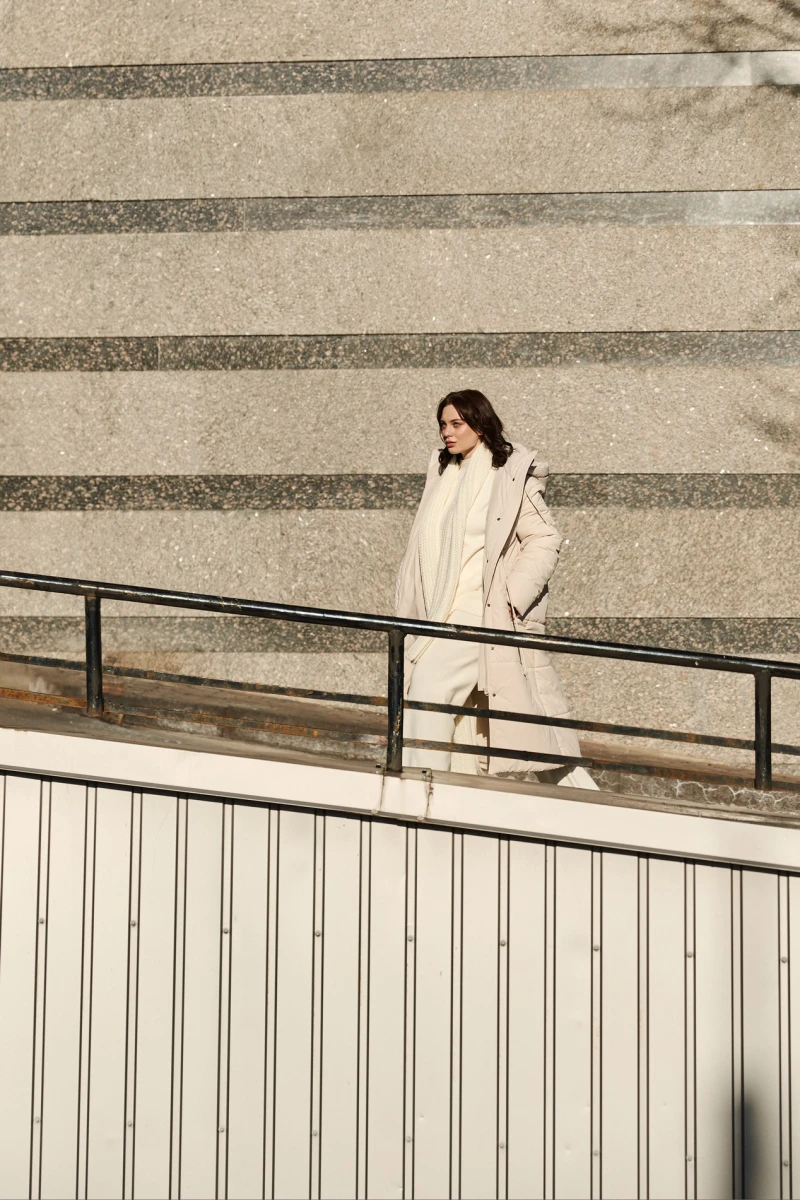 Jacket made of raincoat fabric with a cream hood plus size