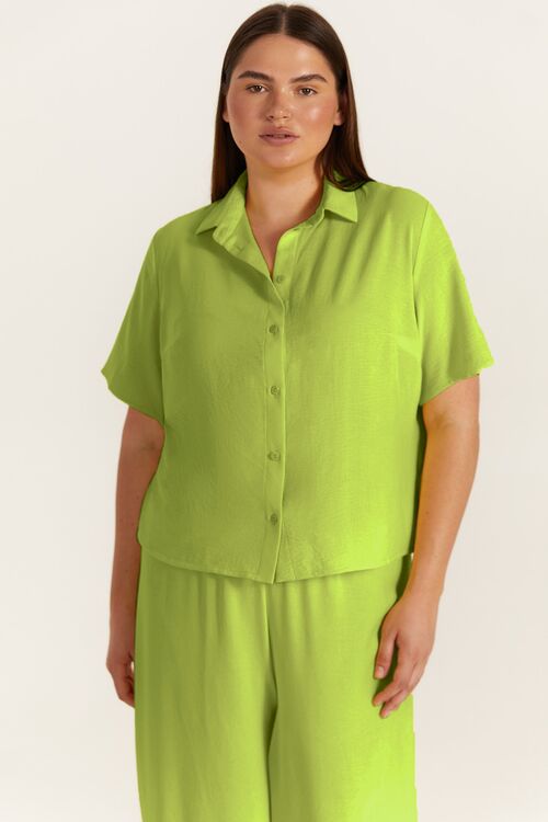 Blouse with short sleeves viscose reaper lime plus size