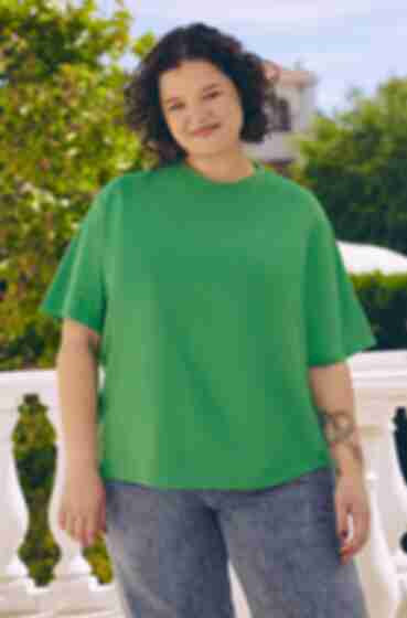 Oversize T-shirt regenerated knitwear green large size