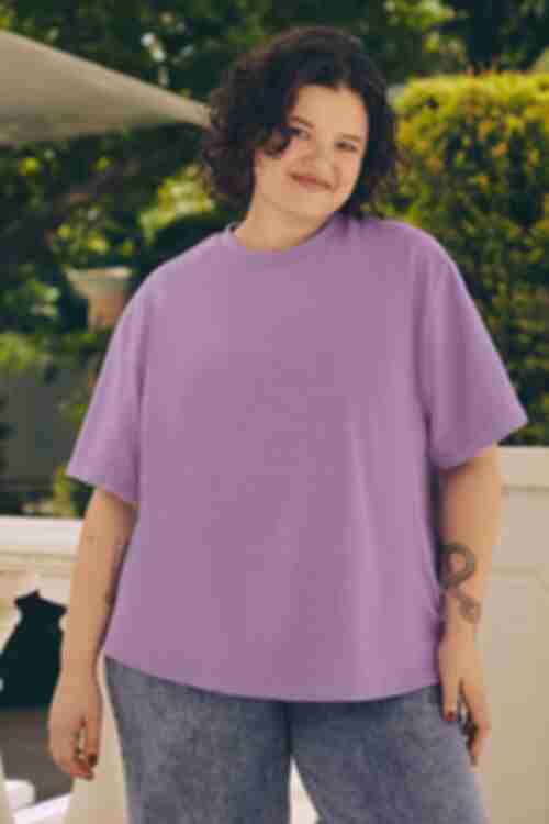 T-shirt oversized regenerated jersey lilac plus size