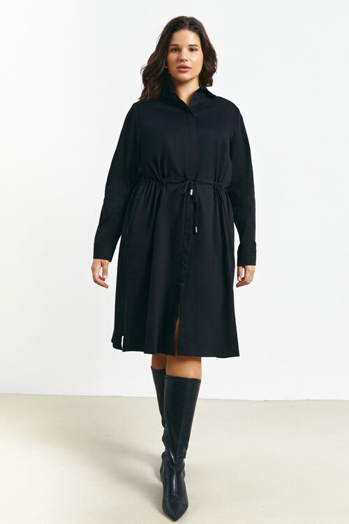 Dress - shirt demi cottons black plus size