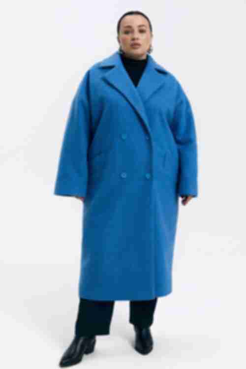 Oversized coat fabric blue plus size