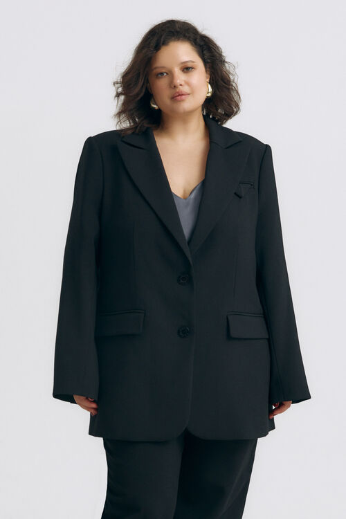 Oversized jacket suit fabric black plus size | VOVK