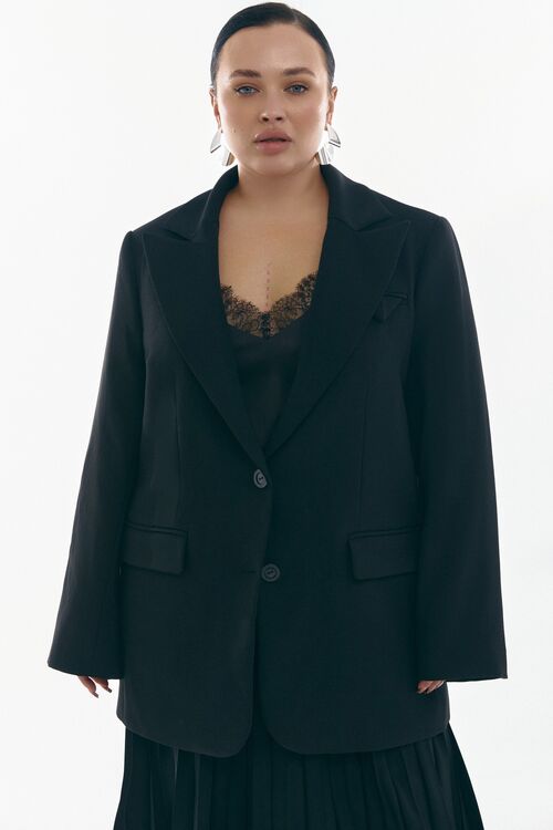 Oversized jacket suit fabric black plus size | VOVK