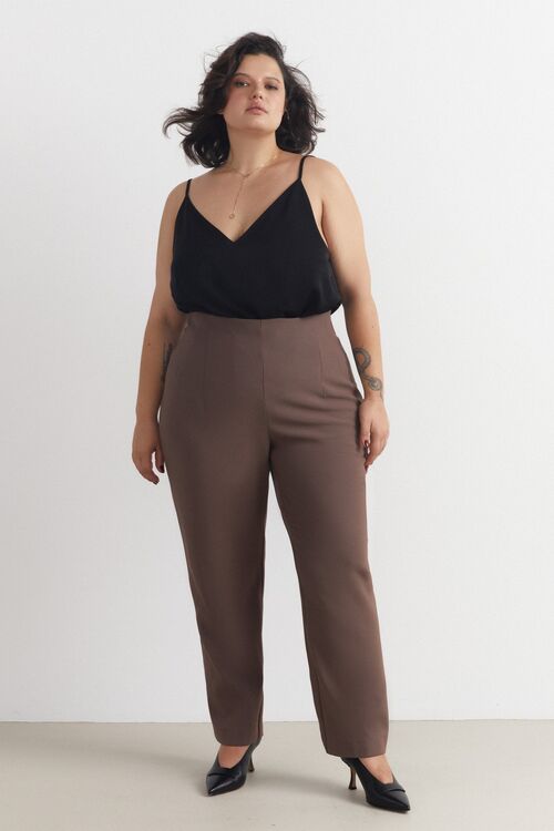 High-waisted trousers in moco suit fabric plus size