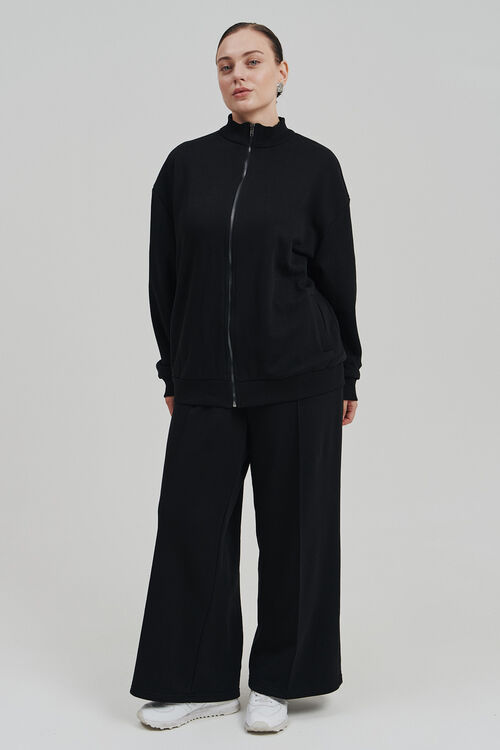 Bomber suit and trousers knit black plus size