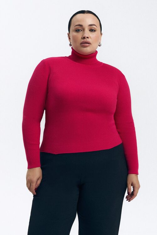 The golf is knitted in red plus size