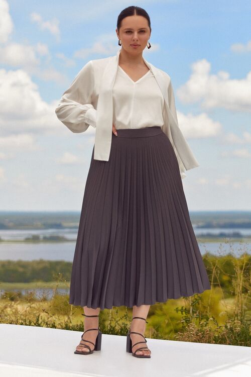 Skirt midi costume fabric polyviscose grey plus size