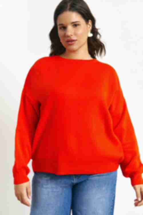 Orange knitted sweater plus size