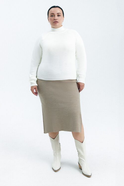 Thin knitted beige skirt т plus size