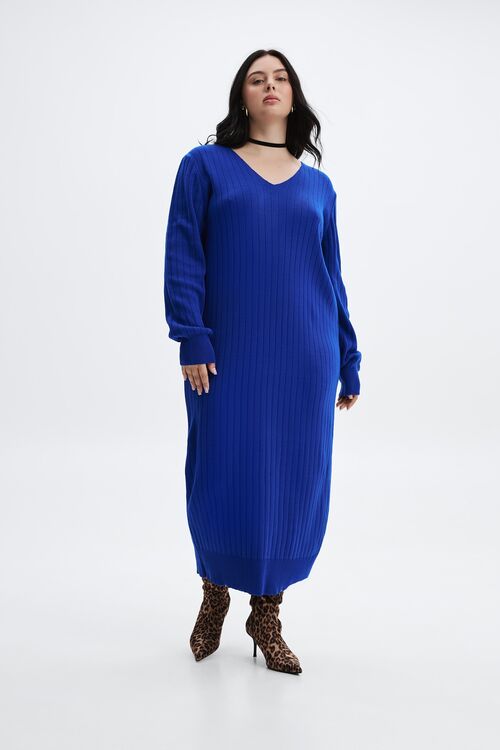 Knitted dress with a V-neckline copper electrician