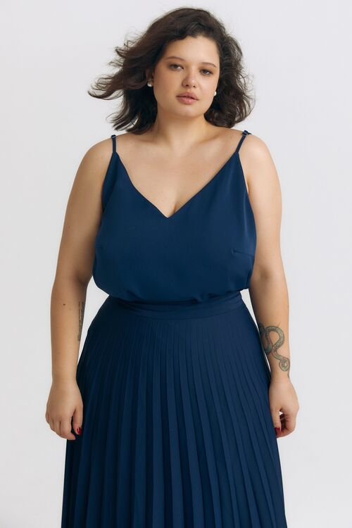 T-shirt with straps polyviscose blue plus size