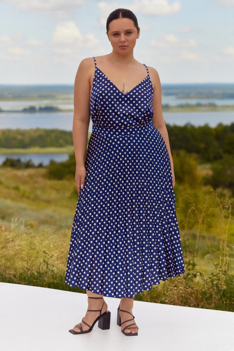 T-shirt with straps artificial silk milk peas on blue plus size