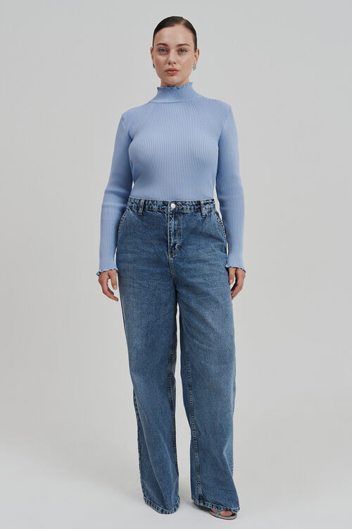 Blue balloon jeans plus size