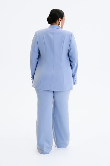 Flared trousers suit fabric blue plus size #2