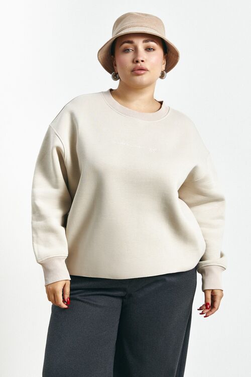 Sweatshirt knitted with a creamy pile plus size