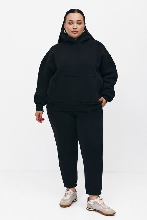 Black knitwear trousers with a pile plus size