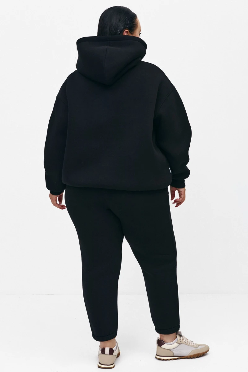 Black knitwear trousers with a pile plus size