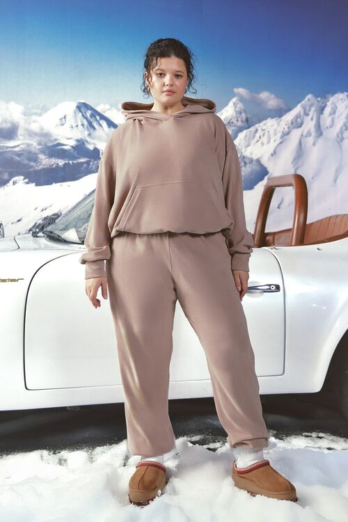 Hoodie suit and trousers knitted microfleece moco plus size