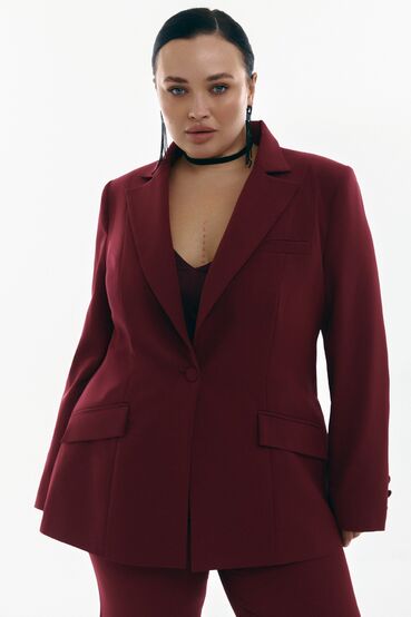 Fitted suit jacket wine fabric plus size