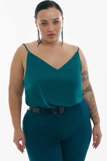 Strapless tank top faux silk emerald plus size