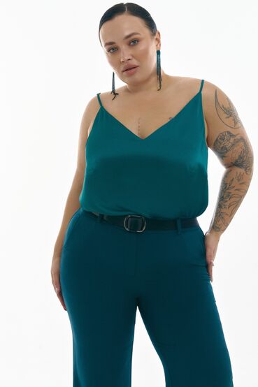 Strapless tank top faux silk emerald plus size #2