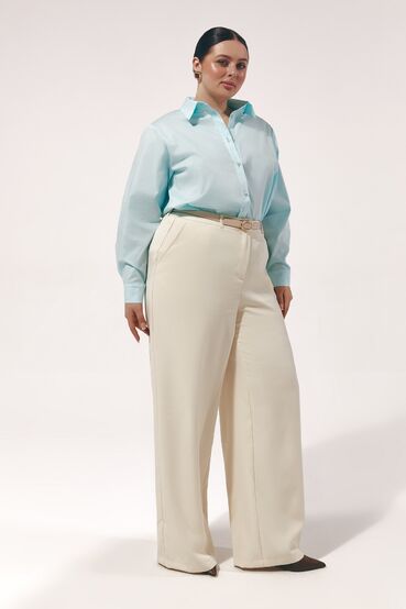 Straight pants suit fabric ivory plus size #2