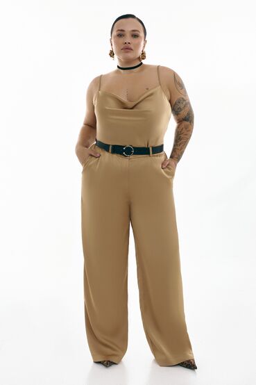 Costume jacket, top and trousers satin gold  plus size #2