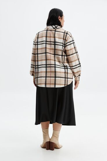 Oversized gray check shirt on beige plus size #2