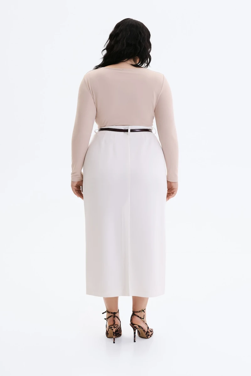 Longsleeve with zipper knitwear beige plus size