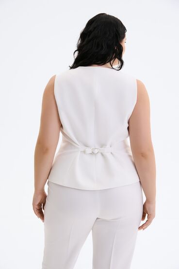 Jacket fitted suit fabric white plus size #2