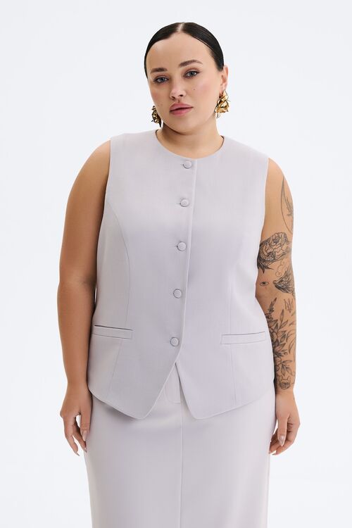 Jacket fitted suit fabric gray plus size