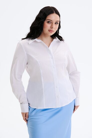 Fitted cotton shirt white plus size