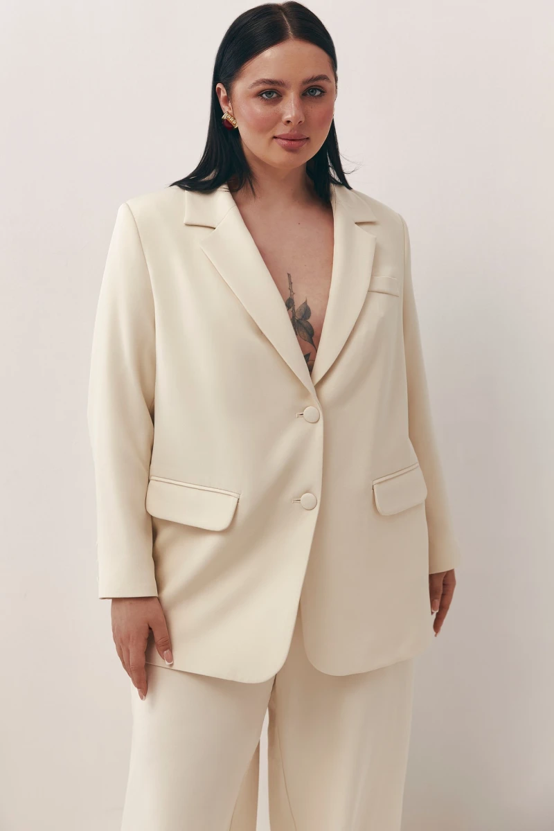 Suit jacket in ivory fabric plus size