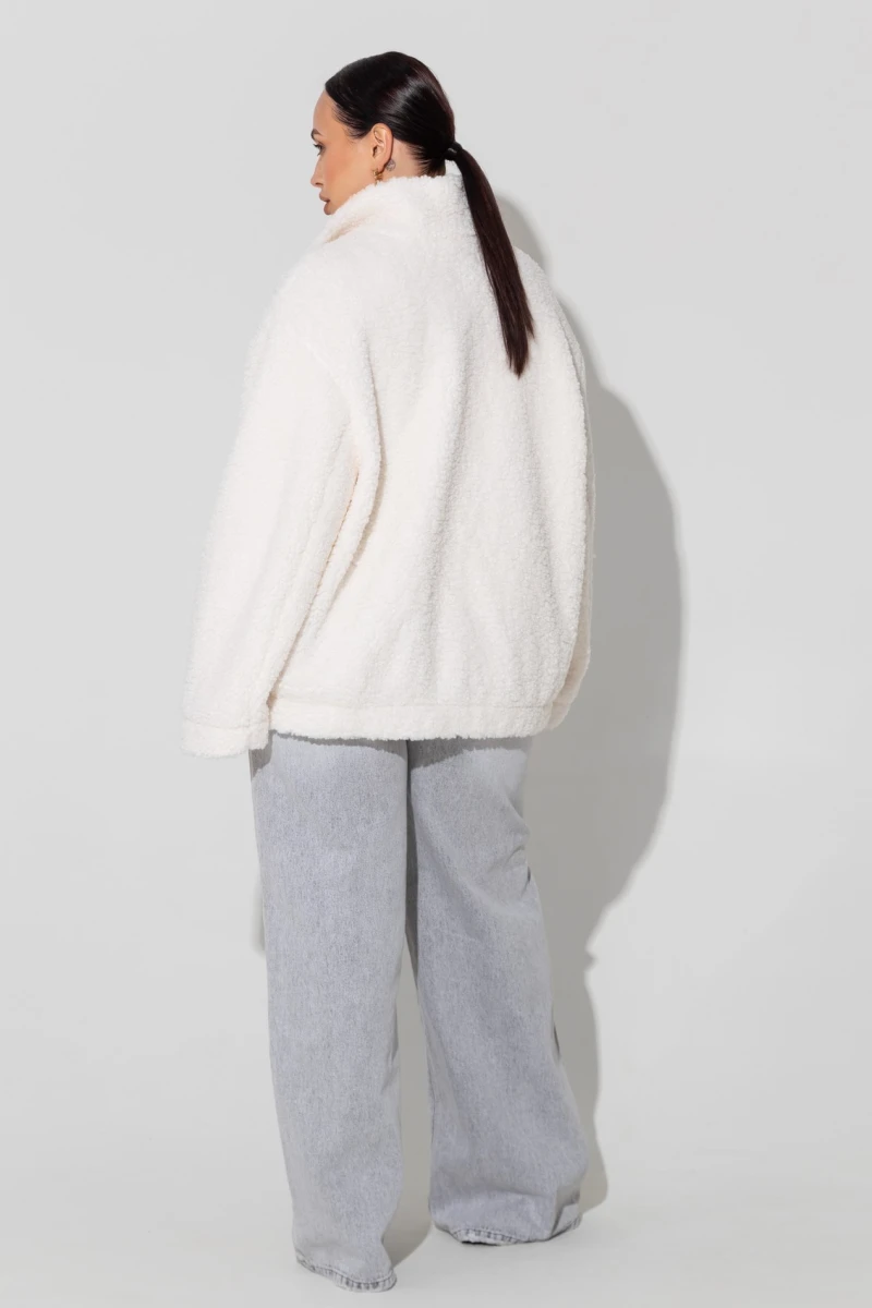 Milky faux fur jacket plus size
