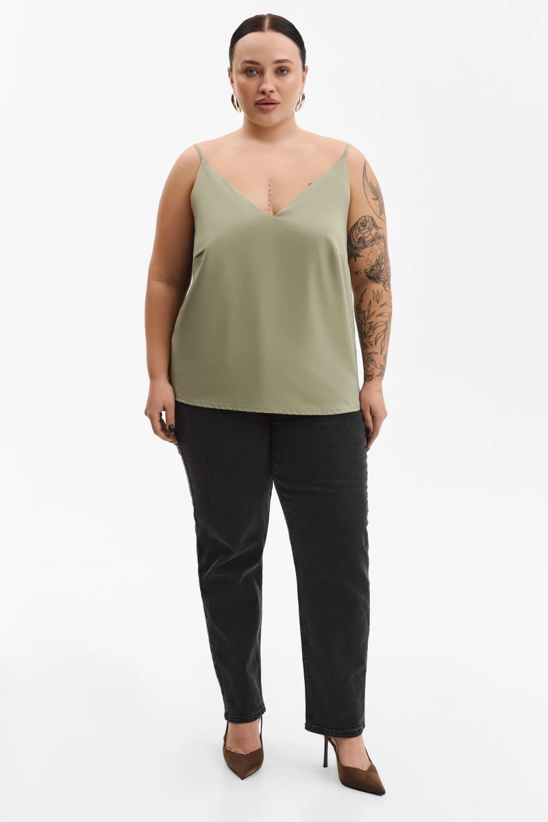 Soft olive halter top plus size