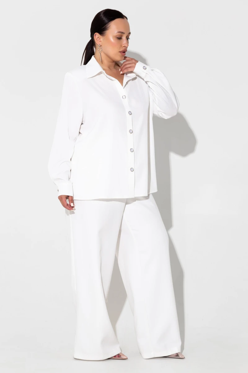 Milk blouse with vintage buttons plus size 