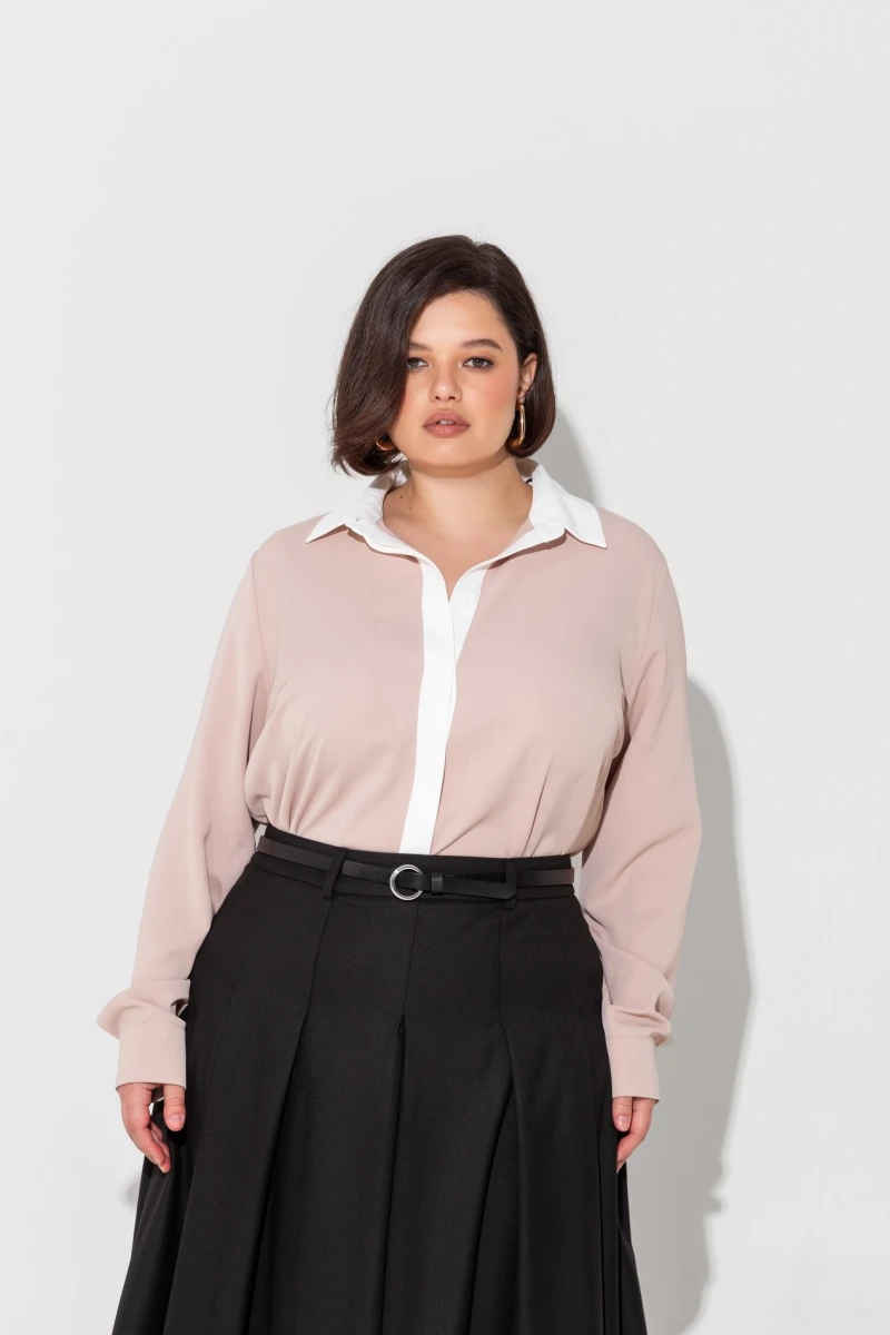  Cream blouse with contrasting insert plus size