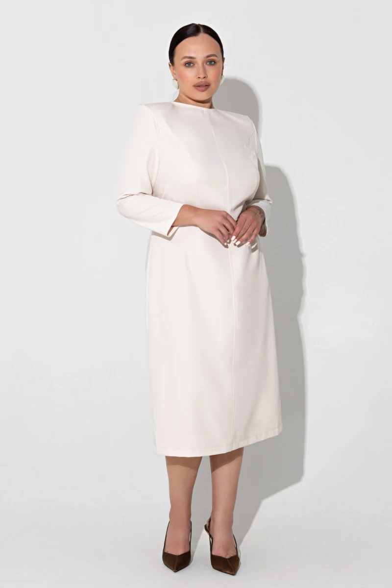 Cream midi sheath dress plus size  charm | VOVK