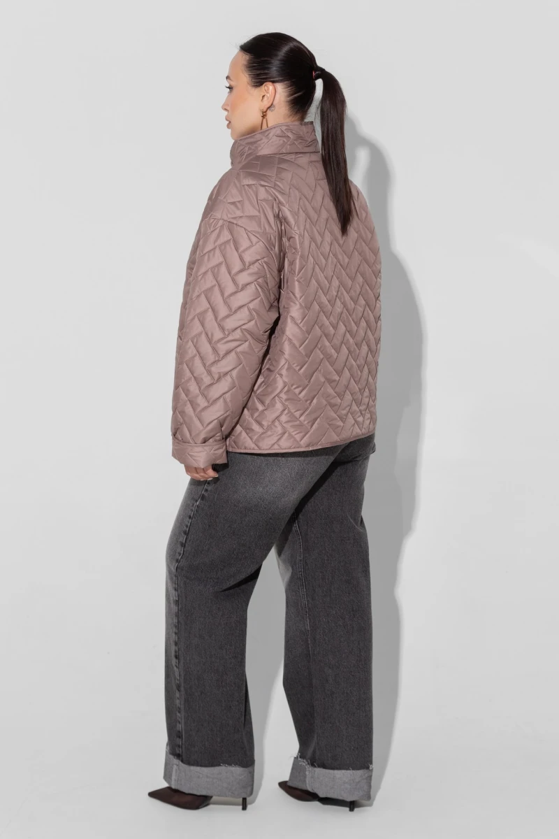Mocha short quilted jacket plus size