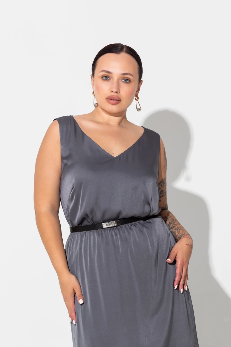 Gray skirt with transparent insert plus size